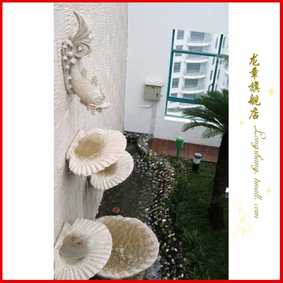 室內(nèi)外裝飾噴泉水景 公司酒店流水墻 砂巖動(dòng)物壁掛-魚(yú)兒噴泉
